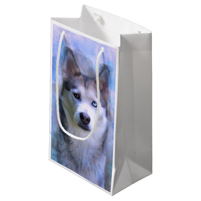 Bolsa De Regalo Pequeña Pintura de arte en color de perro Husky siberiano (Angulo Anverso)