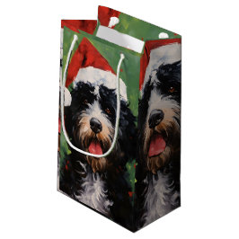 Bolsa De Regalo Pequeña Pintura de Navidades de perros de agua de Portugal