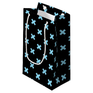 Bolsa De Regalo Pequeña Pisos cruzados azules sobre negro