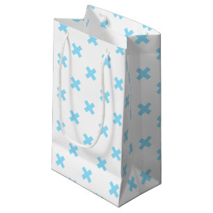 Bolsa De Regalo Pequeña Pisos cruzados de color azul sobre blanco
