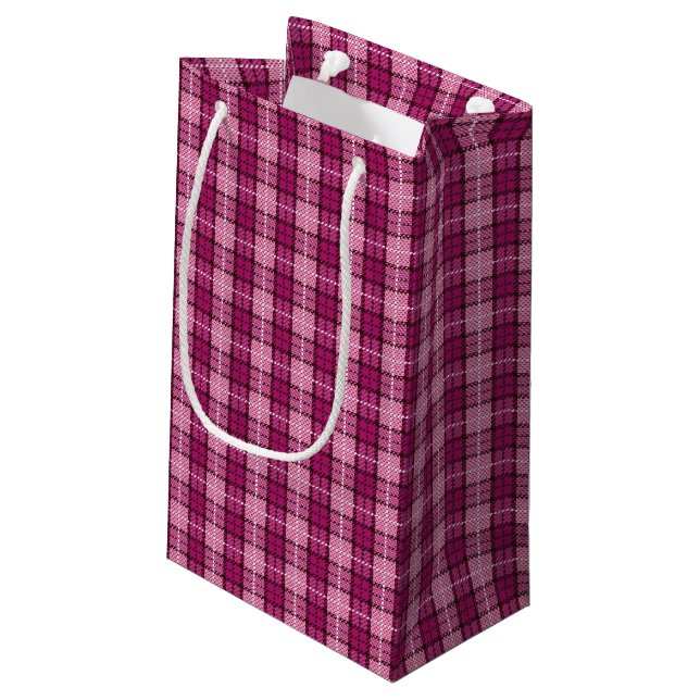 Bolsa De Regalo Pequeña Pixel Plaid_Magenta-Black (Angulo reverso)