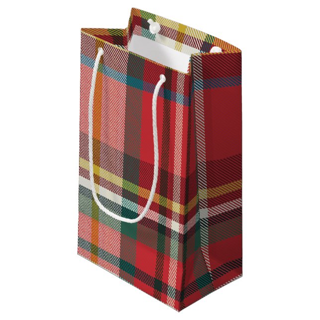 Bolsa De Regalo Pequeña Plaid Christmas Holiday Red Green Rustic (Angulo Anverso)