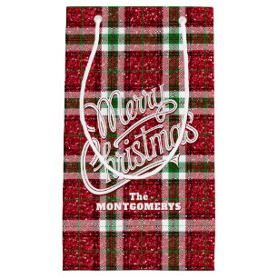Bolsa De Regalo Pequeña Plaid de Navidad Brillante