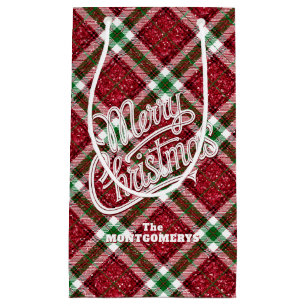 Bolsa De Regalo Pequeña Plaids de Navidad Brillantes y Alegres