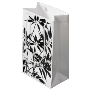 Bolsa De Regalo Pequeña Planta de bambú blanco y negro