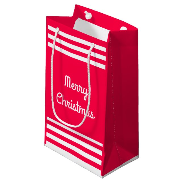 Bolsa De Regalo Pequeña Plantilla de texto de navidad de merry blanco rojo (Angulo Anverso)