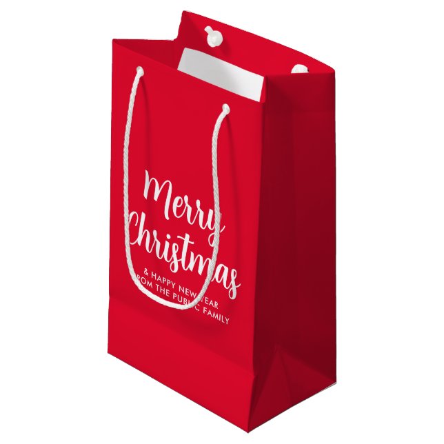 Bolsa De Regalo Pequeña Plantilla personalizada de Feliz Navidad y Feliz A (Angulo Anverso)