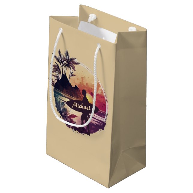 Bolsa De Regalo Pequeña Playa Retro Surfer Sunset (Angulo reverso)