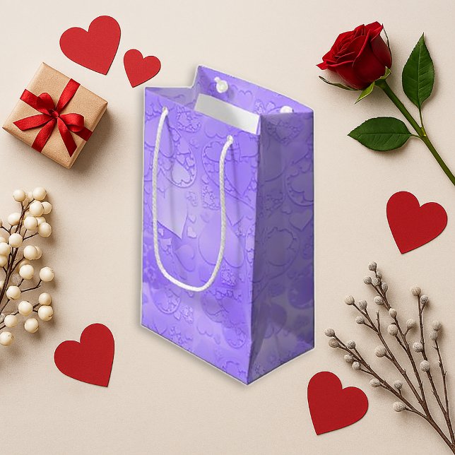 Bolsa De Regalo Pequeña Playful Purple Graphic Heart Pattern Design (Subido por el creador)