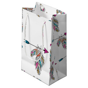 Bolsa De Regalo Pequeña plumas ornamentales estilo boho colgando