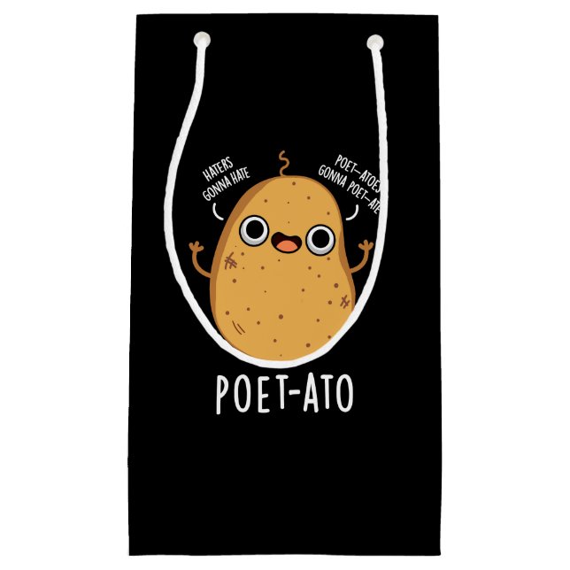 Bolsa De Regalo Pequeña Poeta-ato Funny Veggie Potato Pun Dark BG (Anverso)