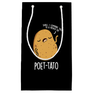 Bolsa De Regalo Pequeña Poeta-tato Gracioso Potato Pun Dark BG