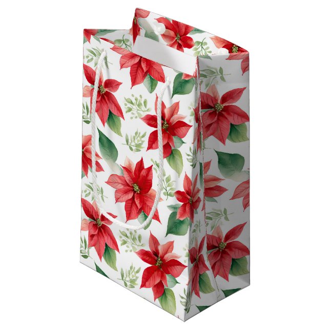 Bolsa De Regalo Pequeña Poinsettas (Angulo Anverso)