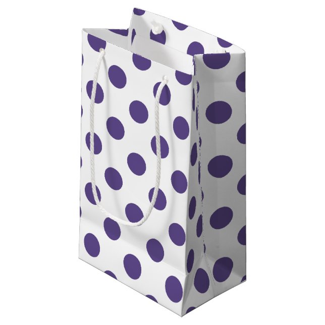 Bolsa De Regalo Pequeña Polka ultravioleta sobre blanco (Angulo Anverso)