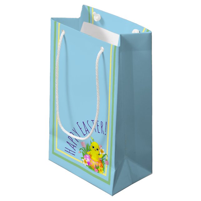 Bolsa De Regalo Pequeña Pollito de Pascua con Flores (Angulo Anverso)