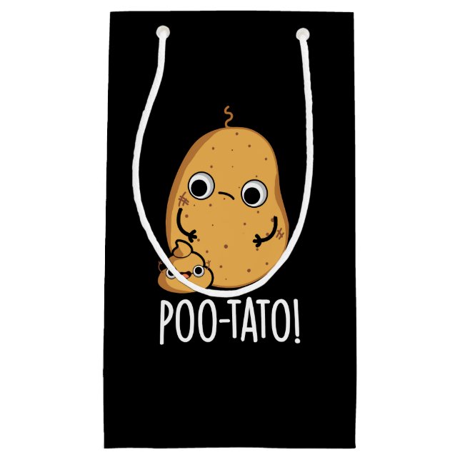 Bolsa De Regalo Pequeña Poo-tato Funny Veggie Poop Pun Dark BG (Anverso)