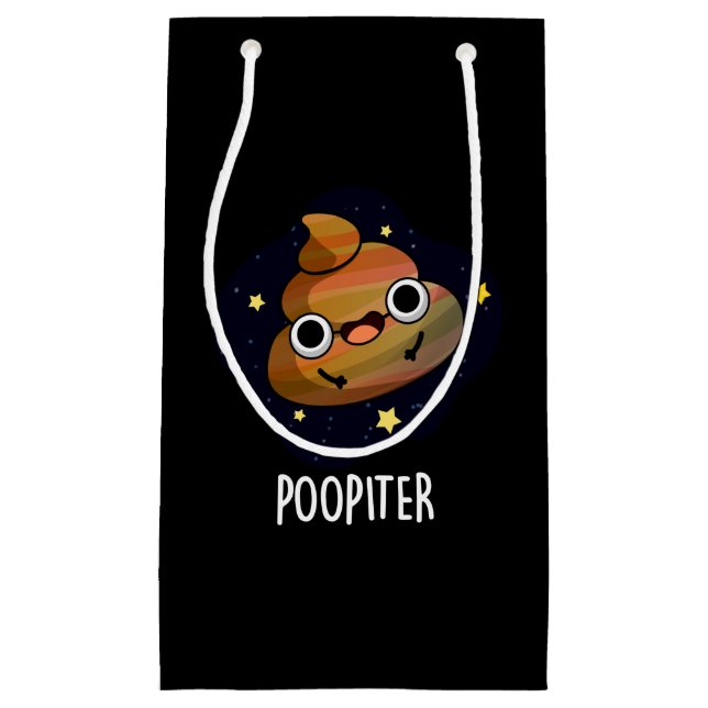 Bolsa De Regalo Pequeña Poopiter Funny Planet Jupiter Pun Dark BG (Anverso)