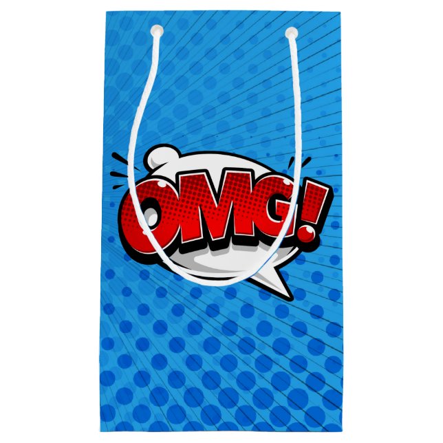 Bolsa De Regalo Pequeña Pop Art OMG! en azul (Anverso)
