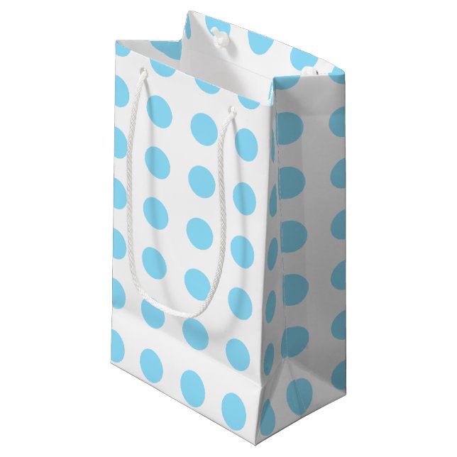 Bolsa De Regalo Pequeña Pos de polka azul y blanco (Angulo Anverso)