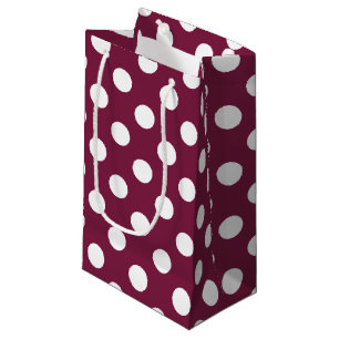Bolsa De Regalo Pequeña Pos de polka blanco sobre burdeos
