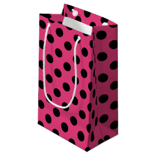 Bolsa De Regalo Pequeña Pos de polka negro en fucsia