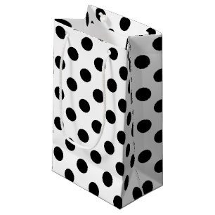 Bolsa De Regalo Pequeña Pos de polka negro sobre blanco
