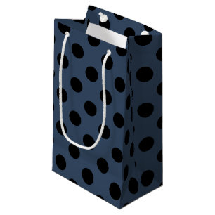 Bolsa De Regalo Pequeña Pos de polka negro sobre gris-azul