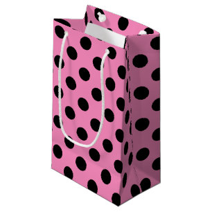 Bolsa De Regalo Pequeña Pos de polka negro sobre rosa