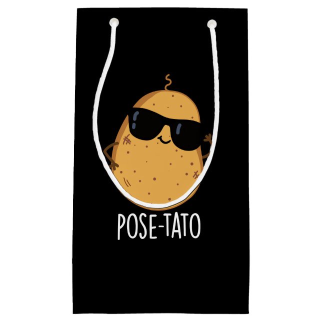 Bolsa De Regalo Pequeña Pose-tato Funny Potato Pun Dark BG (Anverso)