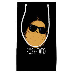 Bolsa De Regalo Pequeña Pose-tato Funny Potato Pun Fondo Oscuro Divertido