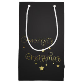 Bolsa De Regalo Pequeña Precioso oro Feliz Navidad Estrellas