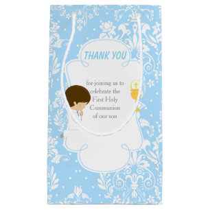 Bolsa De Regalo Pequeña Primera Comunión Brunette Hair Boy Gracias