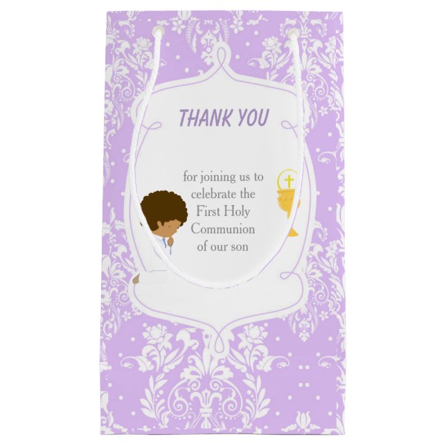 Bolsa De Regalo Pequeña Primera Comunión Niño Africano-Estadounidense Grac (Anverso)