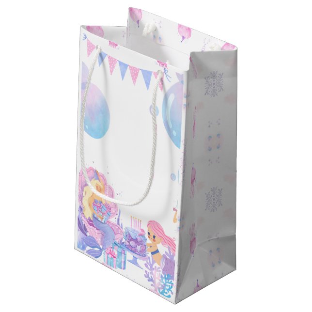 Bolsa De Regalo Pequeña Princess & Mermaid Birthday Invitation Card (Angulo reverso)