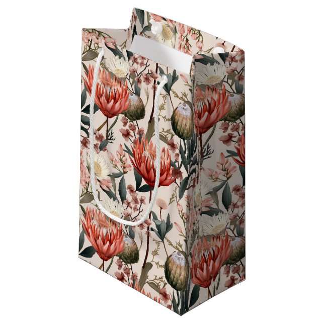 Bolsa De Regalo Pequeña Protea Flores Naturaleza Botánica Floral Inspirada (Angulo Anverso)