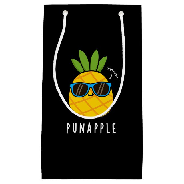 Bolsa De Regalo Pequeña Pun-apple Funny Fruit Pineapple Pun Dark BG (Anverso)