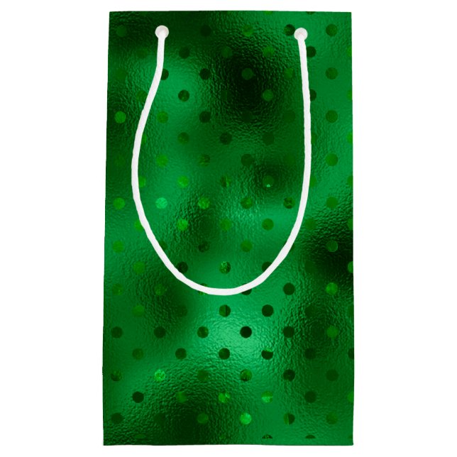 Bolsa De Regalo Pequeña Punto de Polka de Relieve metalizado Verde (Anverso)