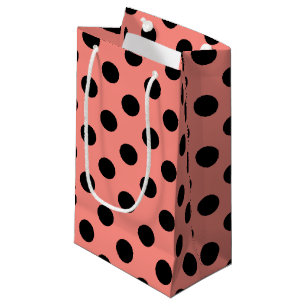 Bolsa De Regalo Pequeña Punto de polka negro sobre melocotón