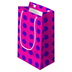 Bolsa De Regalo Pequeña Puntos de polka azul en fuchsia