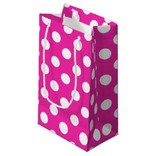 Bolsa De Regalo Pequeña Puntos de polka blanco en fuchsia