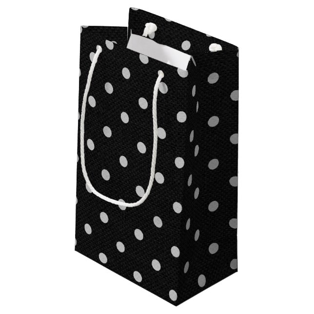 Bolsa De Regalo Pequeña puntos de polka blanco sobre negro (Angulo reverso)