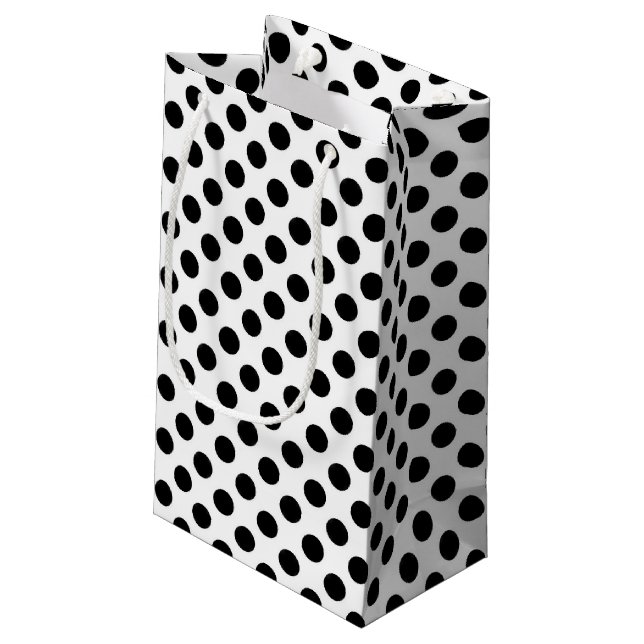 Bolsa De Regalo Pequeña puntos de polka negro sobre blanco (Angulo reverso)