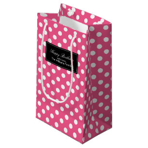 Bolsa De Regalo Pequeña Puntos de polka rosada caliente personalizados