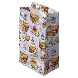 BOLSA DE REGALO PEQUEÑA PURPLE NARANJA BLANCO FALL AUTUMN PUMPKINS