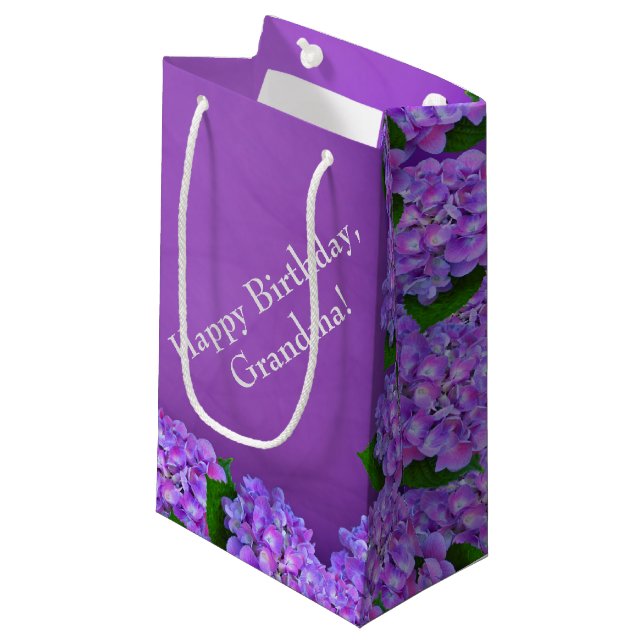Bolsa De Regalo Pequeña Púrpura Hydrangea (Angulo Anverso)