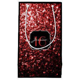 Bolsa De Regalo Pequeña Purpurina de imitación rojo oscuro enciende Glamou