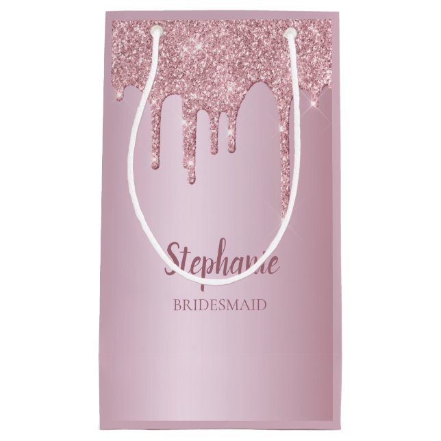 Bolsa De Regalo Pequeña Purpurina de oro Glam Rosa (Anverso)