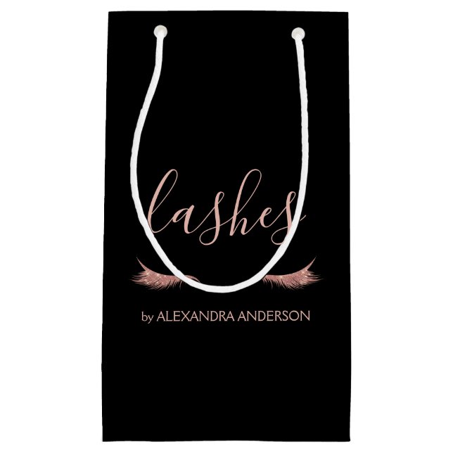 Bolsa De Regalo Pequeña Purpurina de oro Rosa y pestañas de espárragos (Anverso)