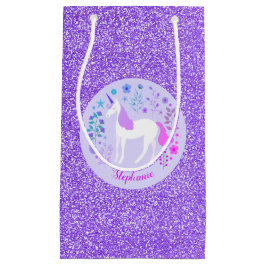 Bolsa De Regalo Pequeña Purpurina de unicornio rosa morado personalizado