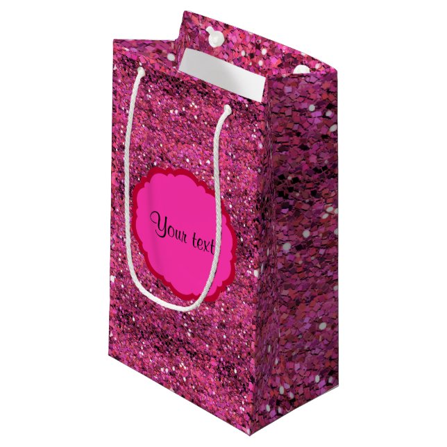 Bolsa De Regalo Pequeña Purpurina rosado brillante (Angulo Anverso)